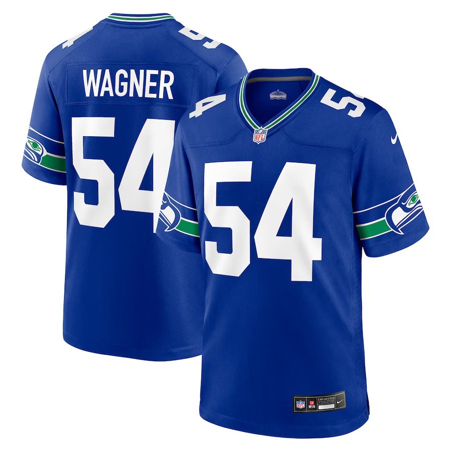 Men Seattle Seahawks 54 Bobby Wagner Nike Royal Throwback Player Game NFL Jersey